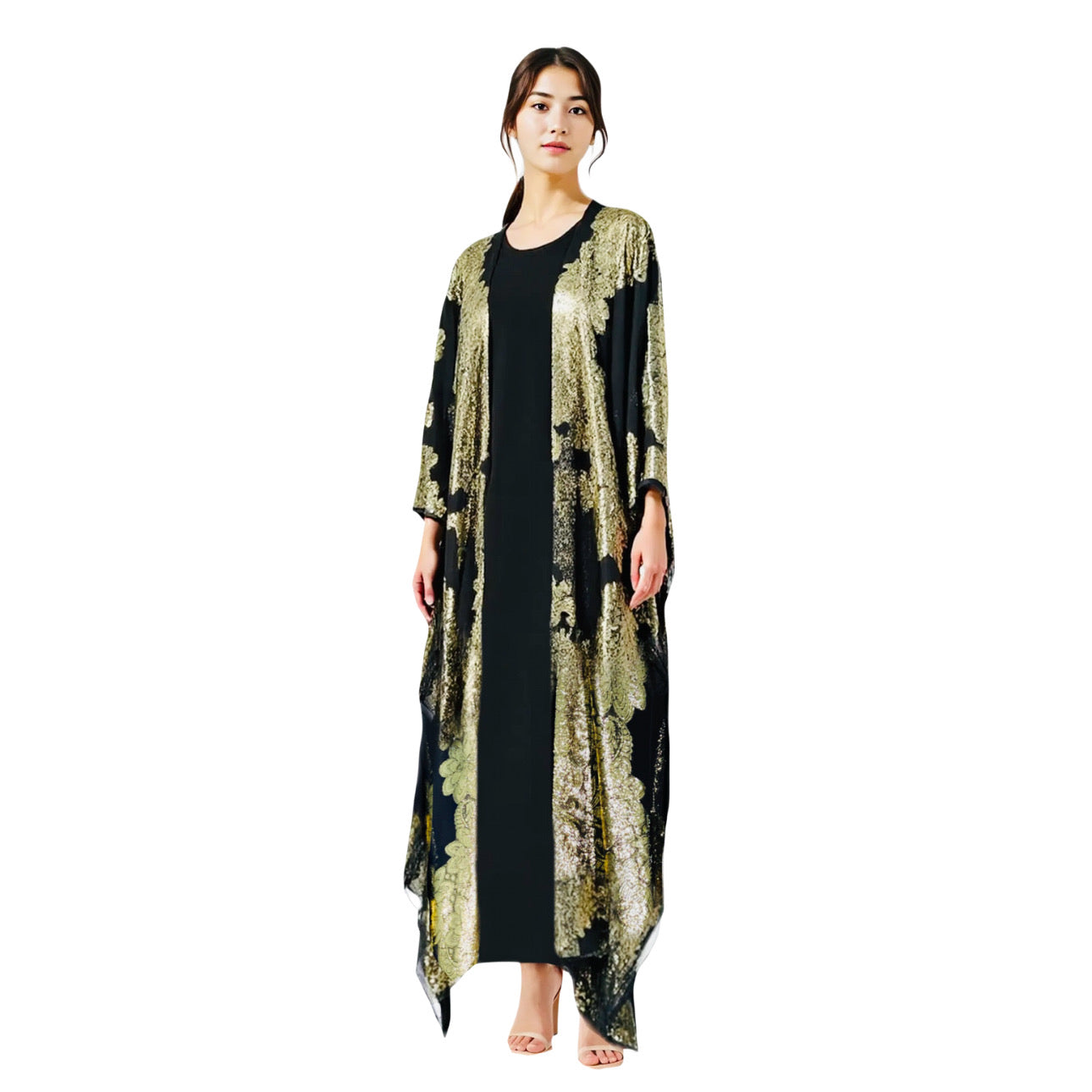 French Silk Chiffon Metallic Arab style Kaftan (Jellabiya)