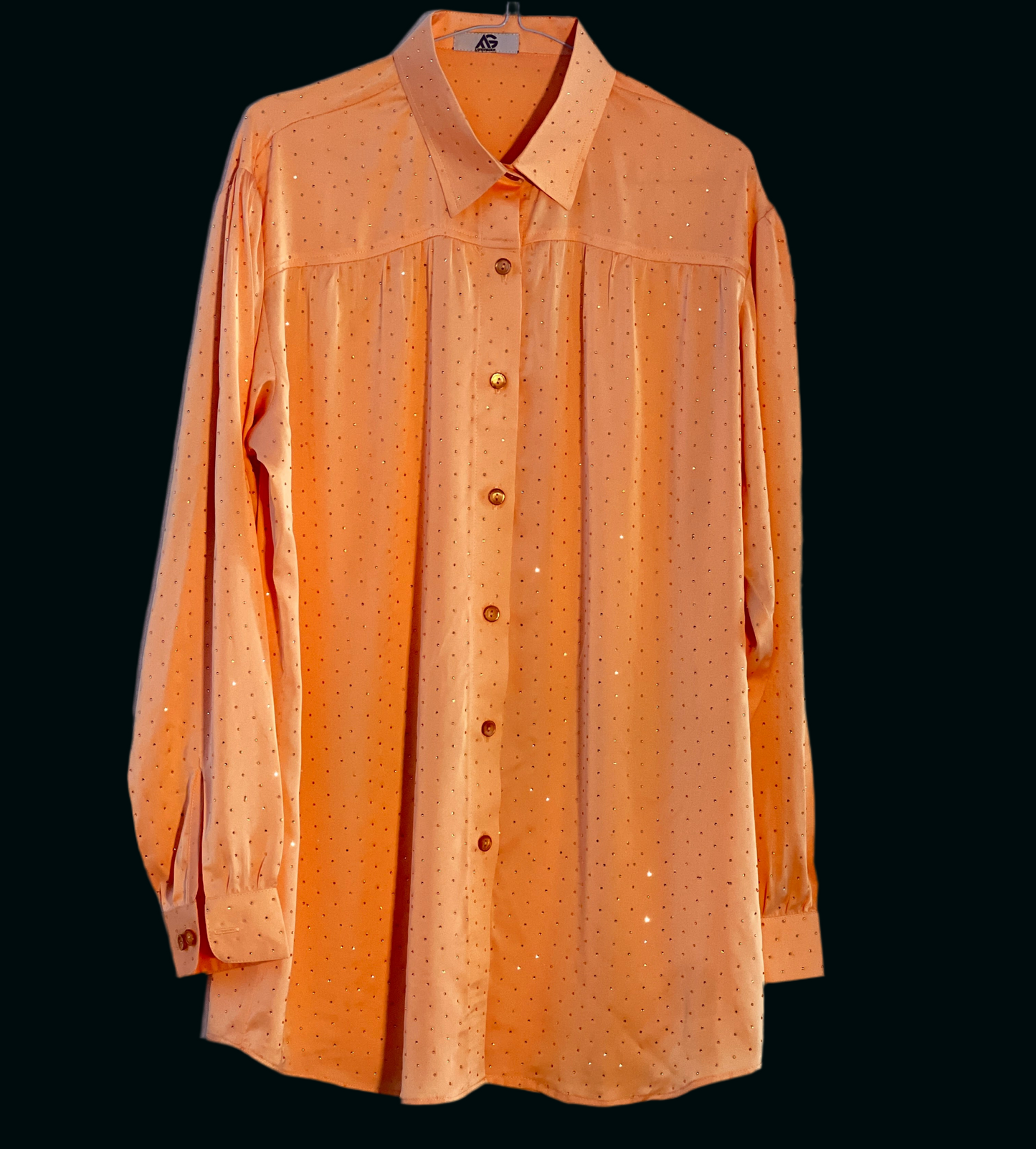 Collar and cuff Peach shirt with Stones