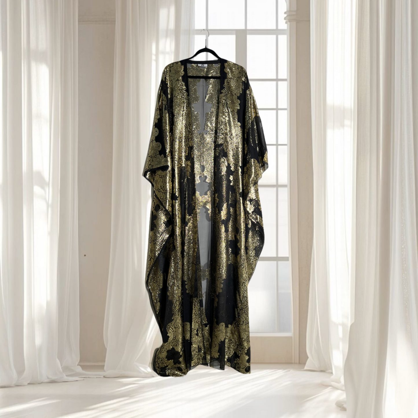 French Silk Chiffon Metallic Arab style Kaftan (Jellabiya)