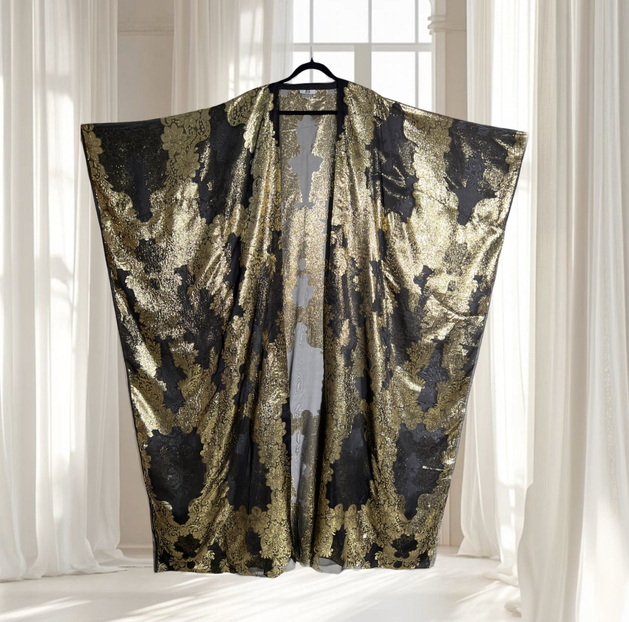 French Silk Chiffon Metallic Arab style Kaftan (Jellabiya)