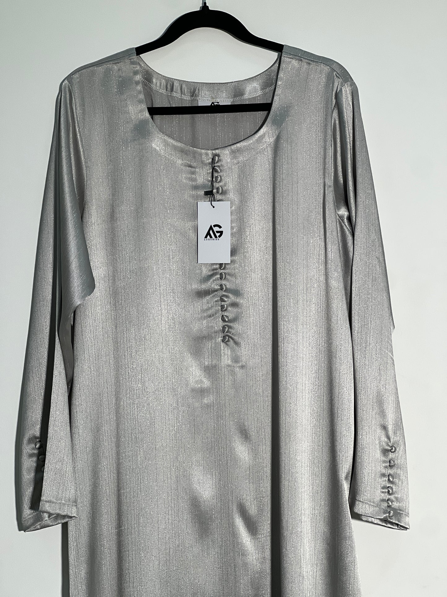 Silky Satin Metallic Mint Green Long shirt with Same color Trouser
