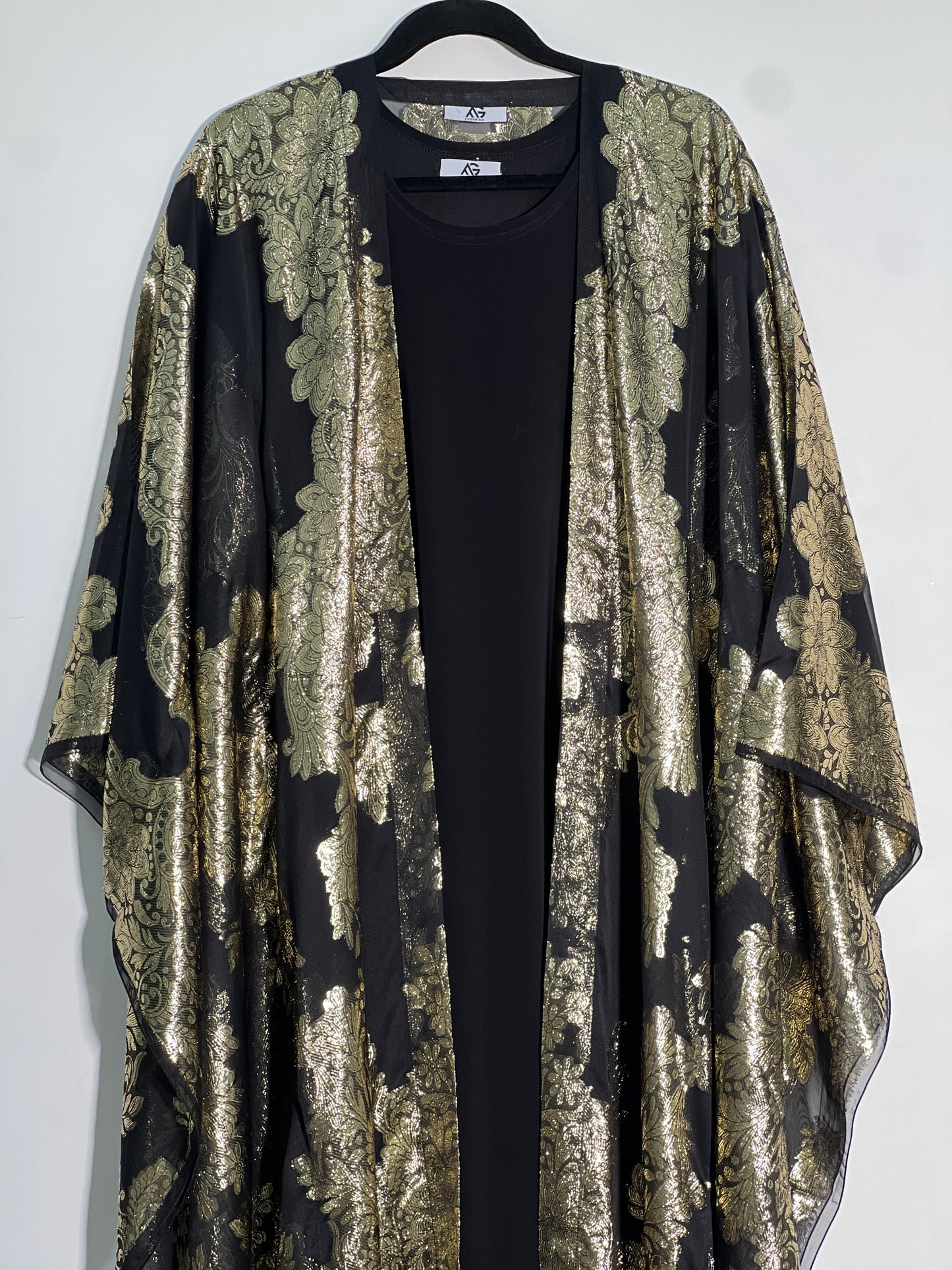 French Silk Chiffon Metallic Arab style Kaftan (Jellabiya)