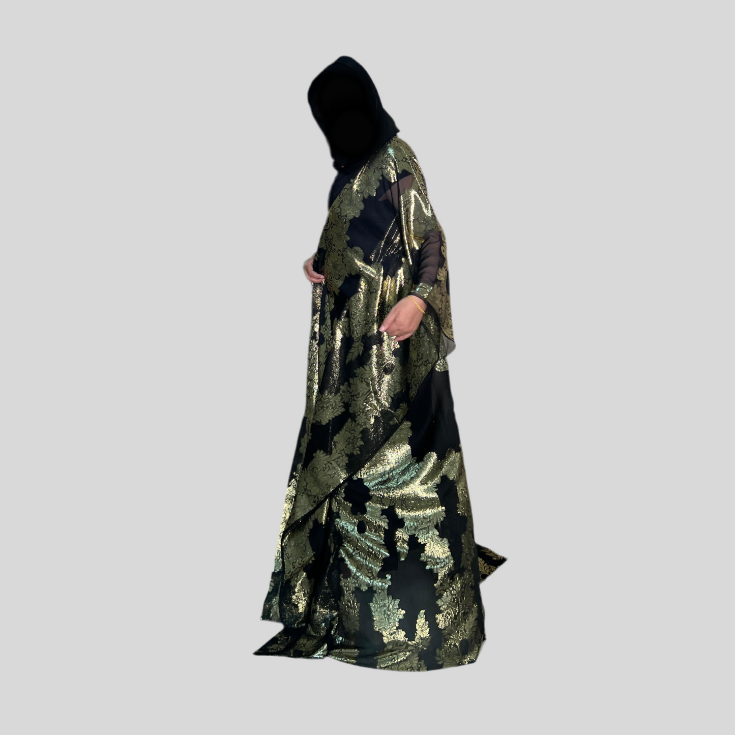 French Silk Chiffon Metallic Arab style Kaftan (Jellabiya)
