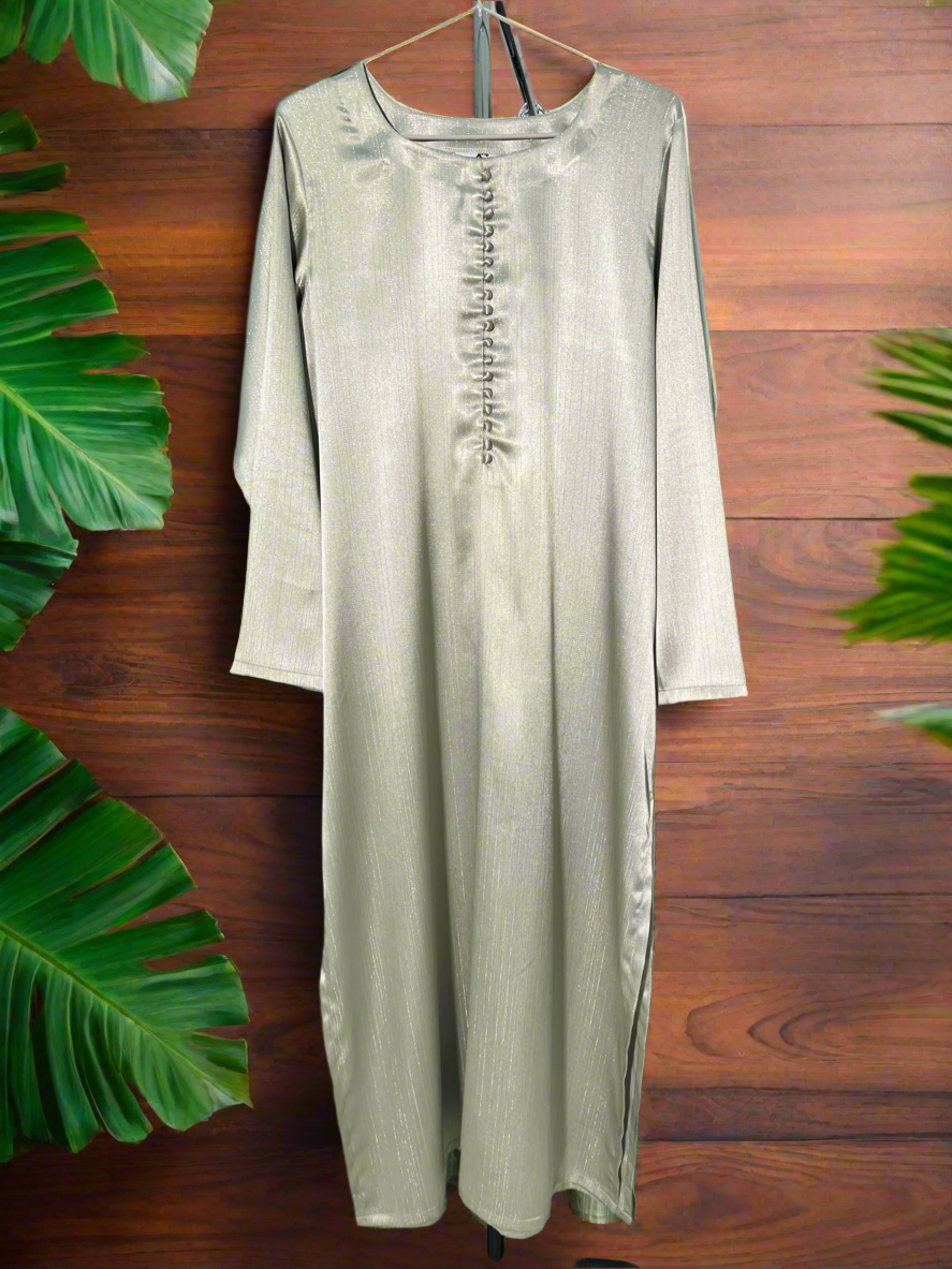 Silky Satin Metallic Mint Green Long shirt with Same color Trouser
