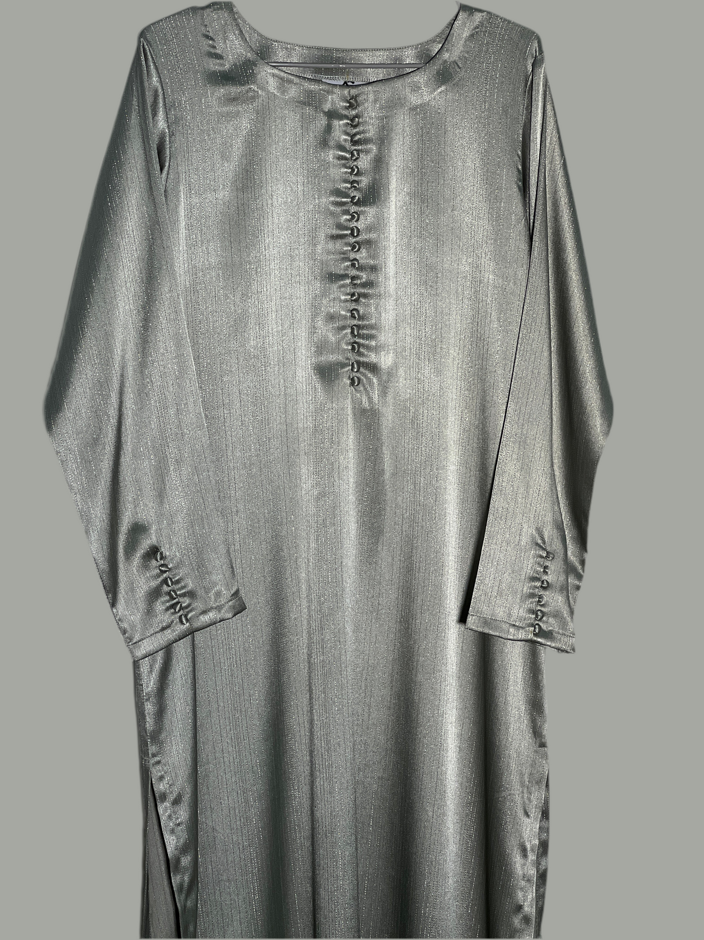 Silky Satin Metallic Mint Green Long shirt with Same color Trouser