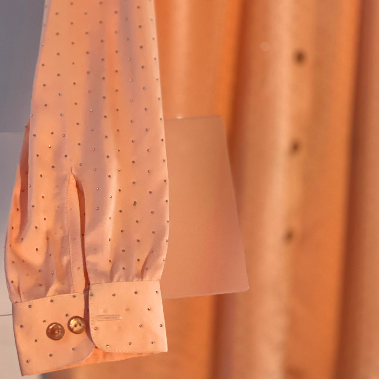 Collar and cuff Peach shirt with Stones