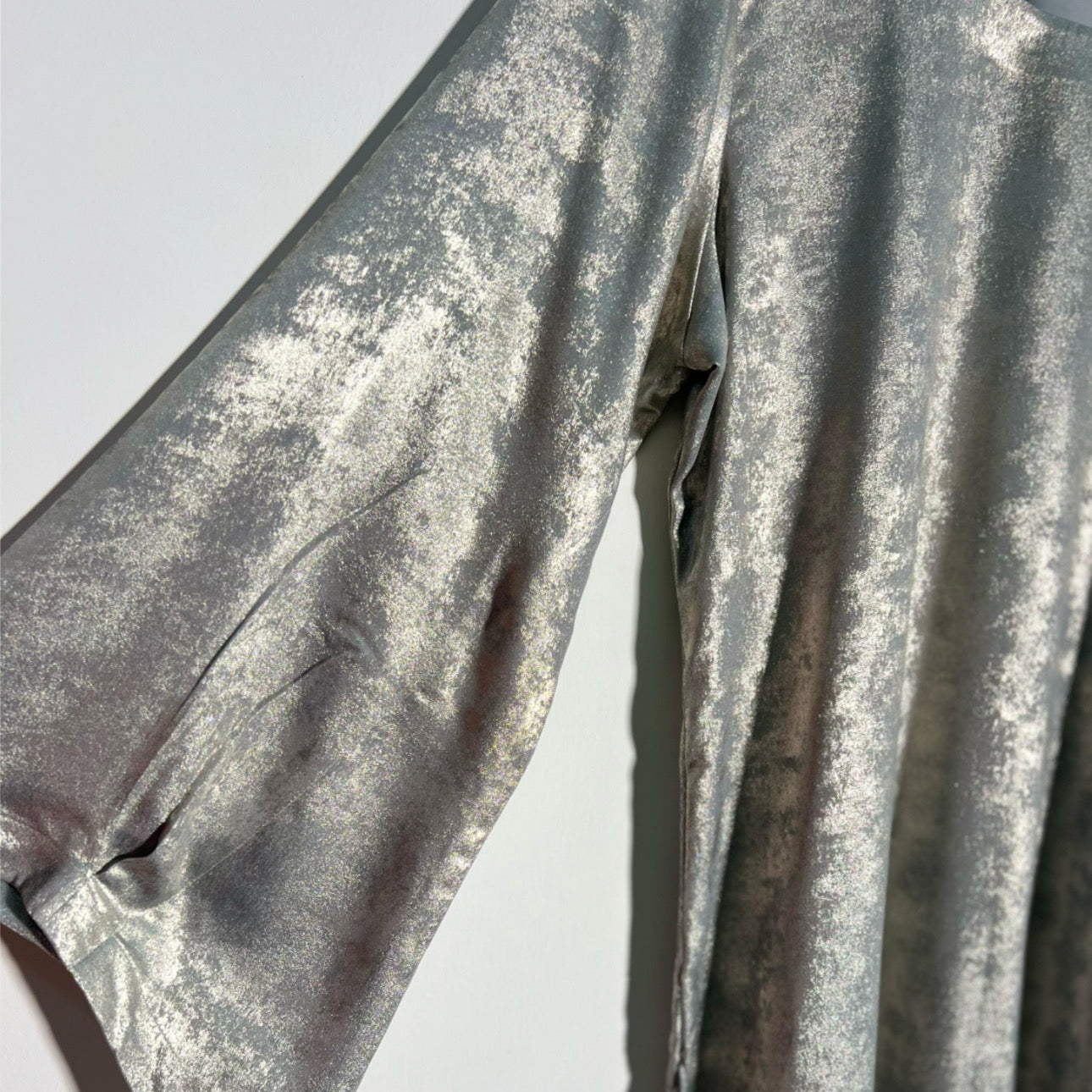 Synthetic Satin short Shirt with designed sleeves