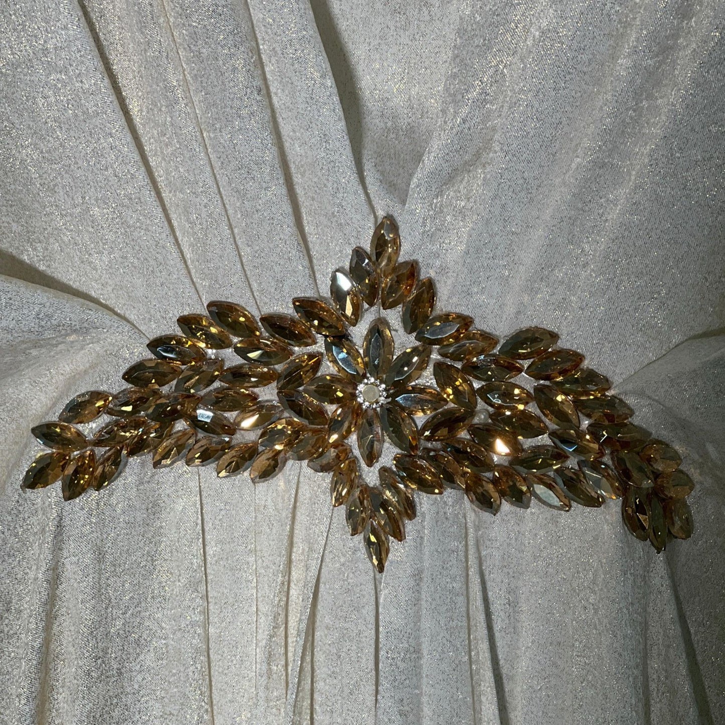 White V-Neck Kaftan with Motif Kaftan