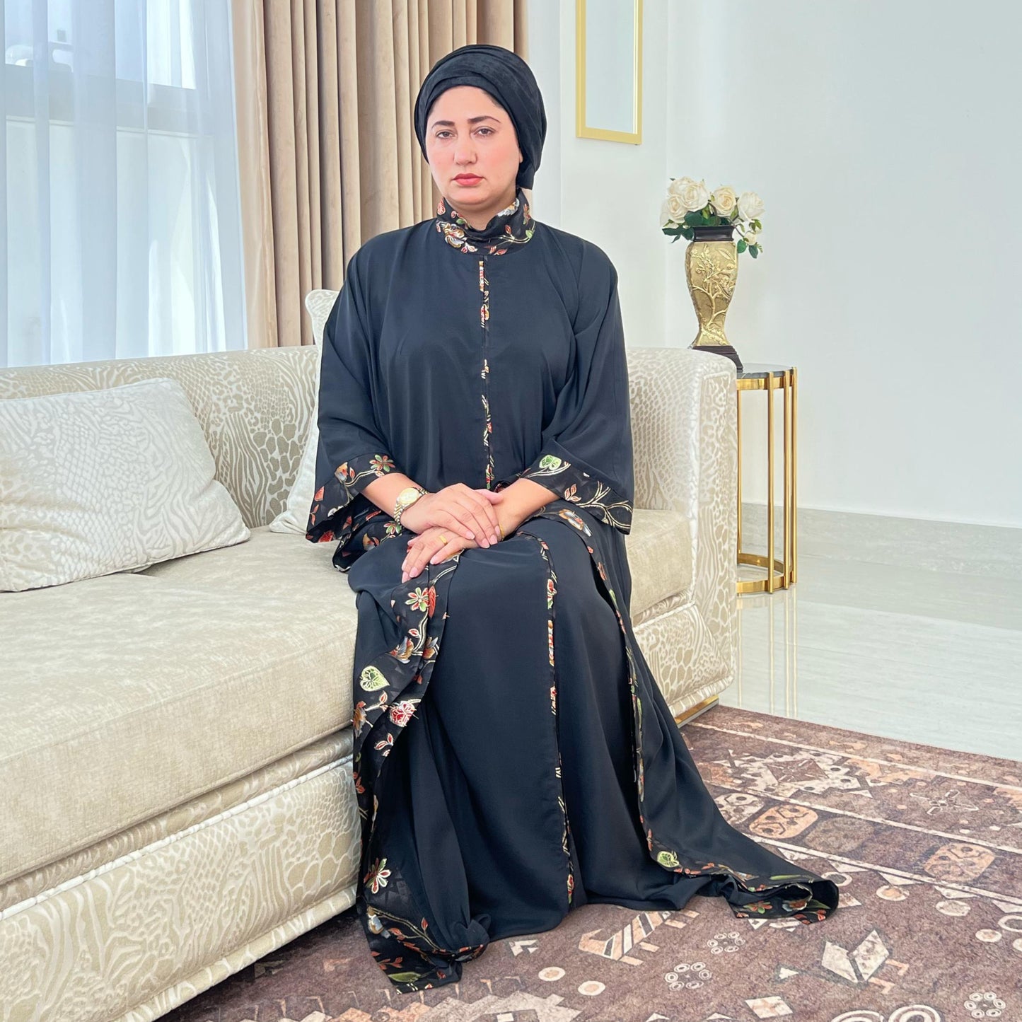 Trendsetter Black Viscose Crepe dyed Kaftan