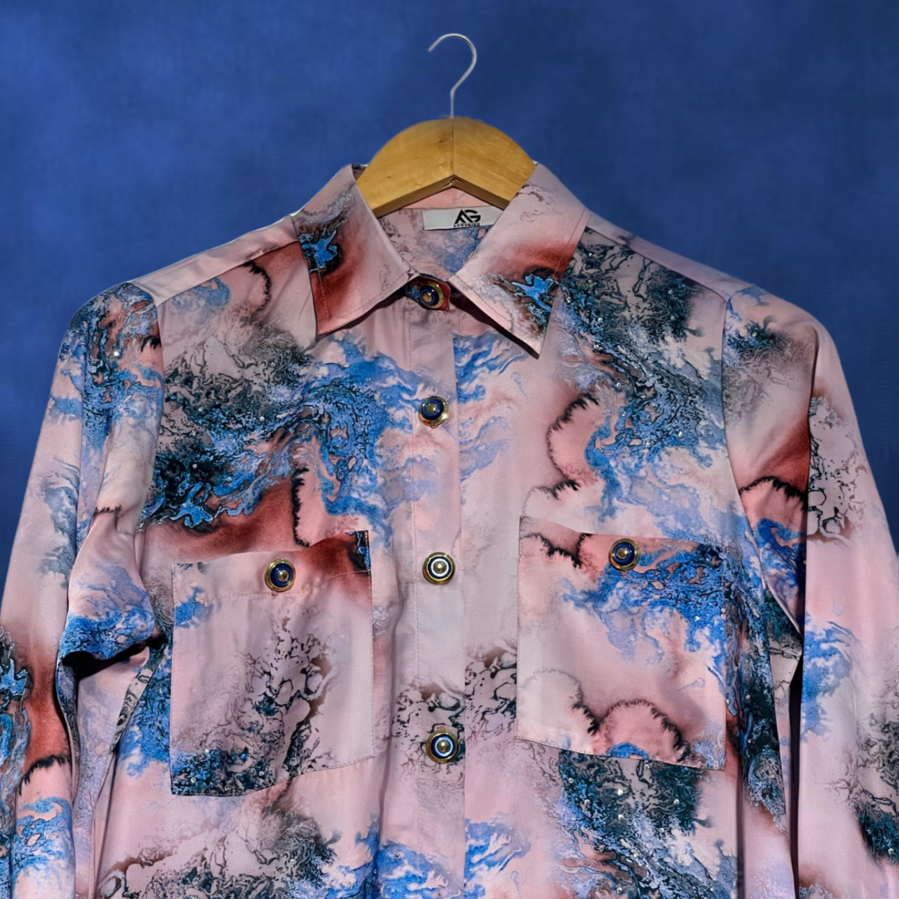 Printed long shirt with Modest Button powered dress