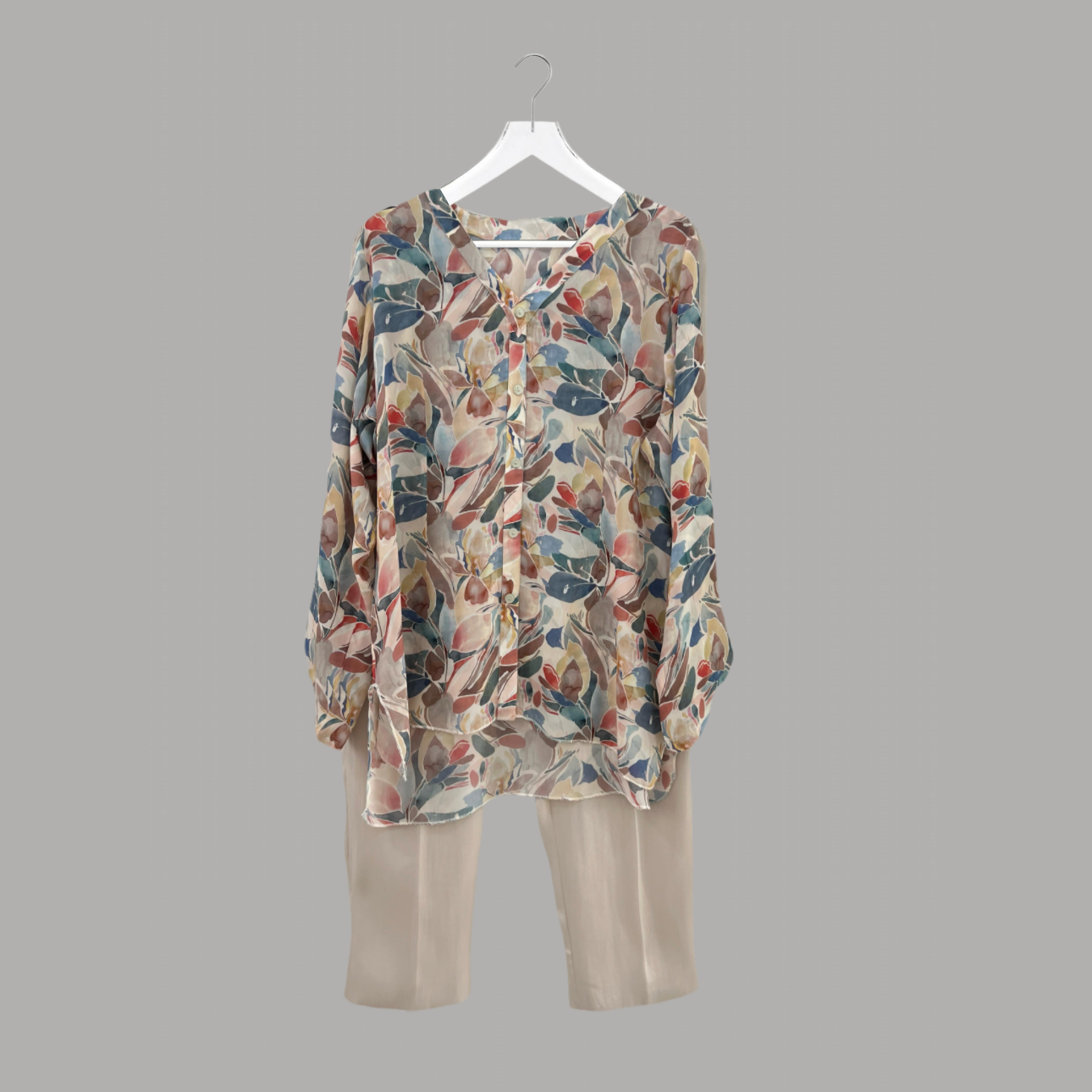 Chiffon Matelic Trouser Multicolor Crepe Shirt