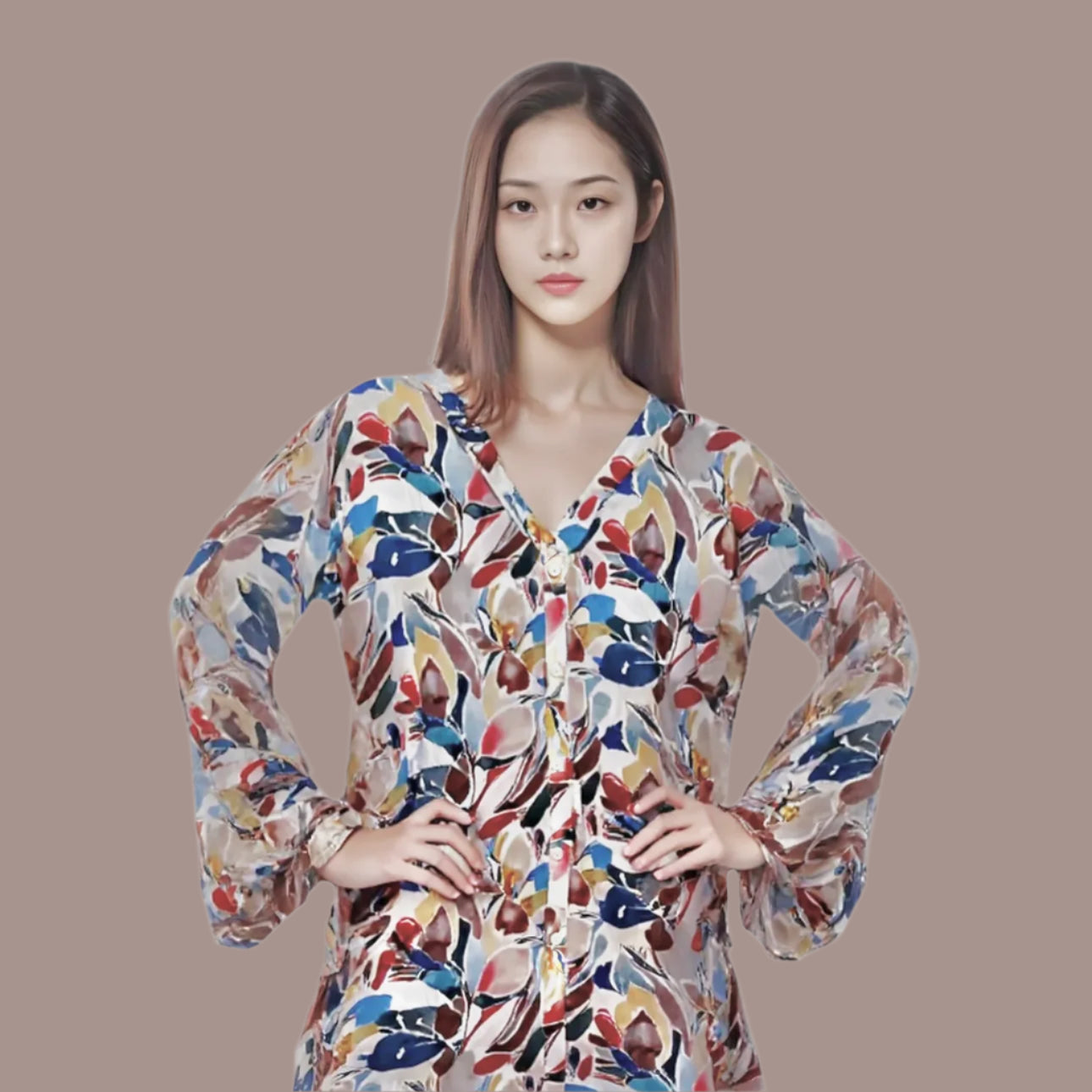 Chiffon Matelic Trouser Multicolor Crepe Shirt