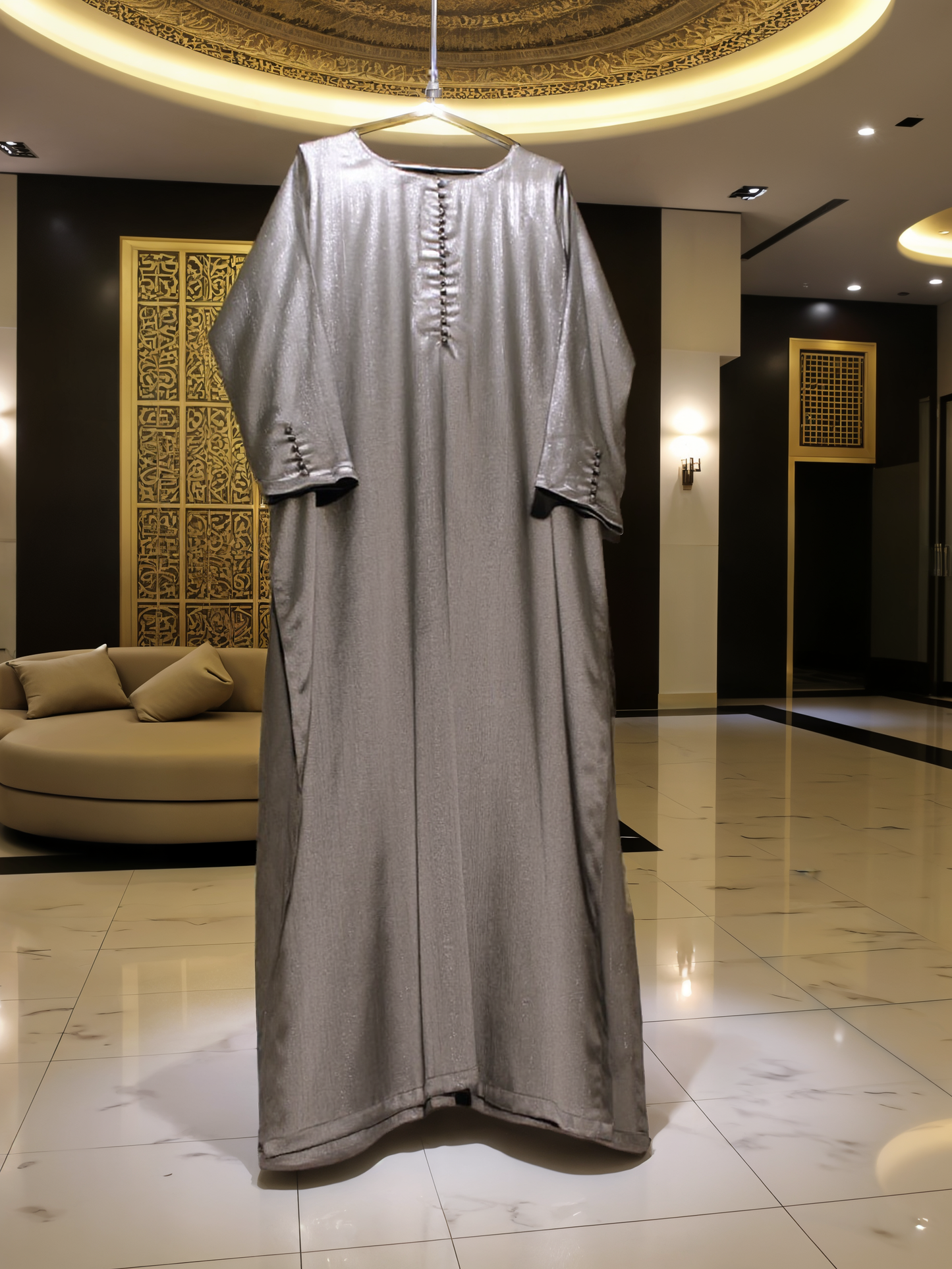 Silky Satin Metallic Mint Green Long shirt with Same color Trouser