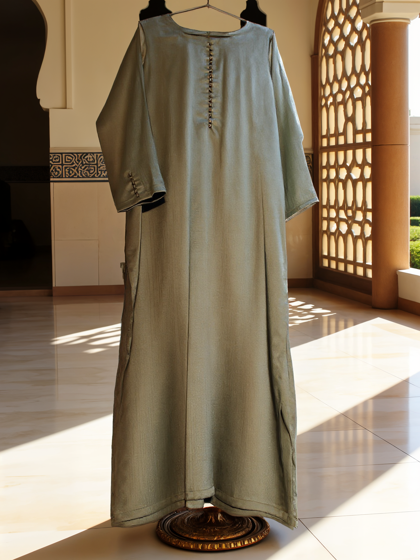 Silky Satin Metallic Mint Green Long shirt with Same color Trouser
