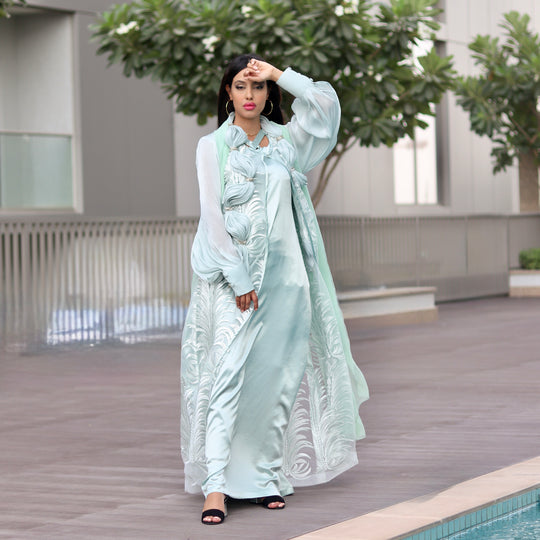 Trio Set – Maxi, Cape & Dupatta Stitched 3 Pcs