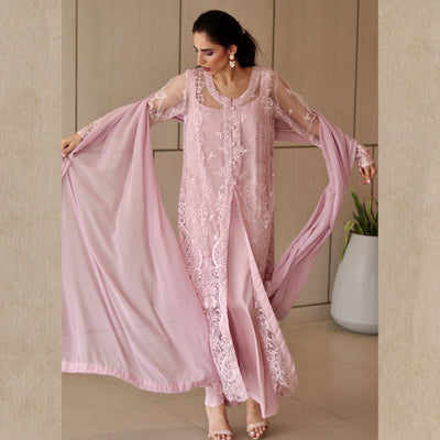 Pink Oasis Embroidered Lawn Stitched 3 Pcs