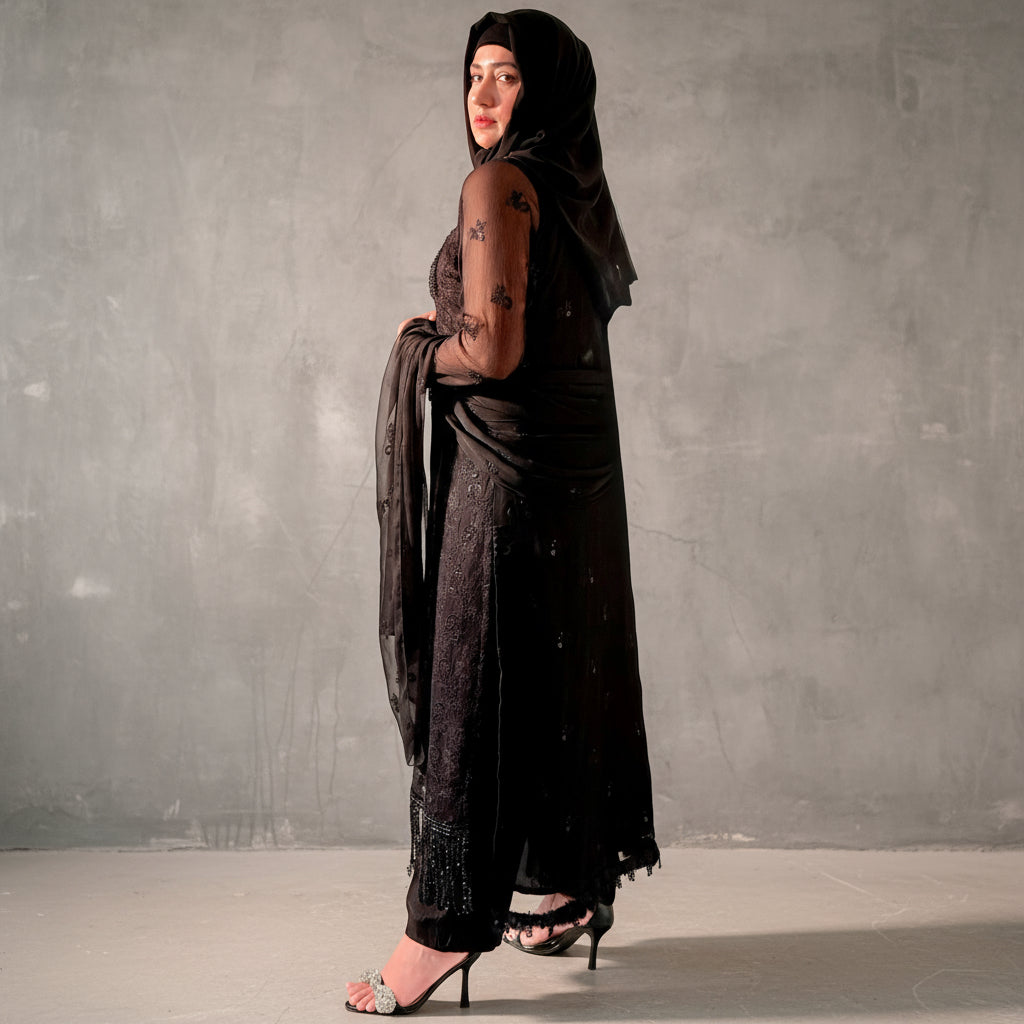 Noor Al-Layl (نور الليل) Embroidered Chiffon Stitched 3Pcs