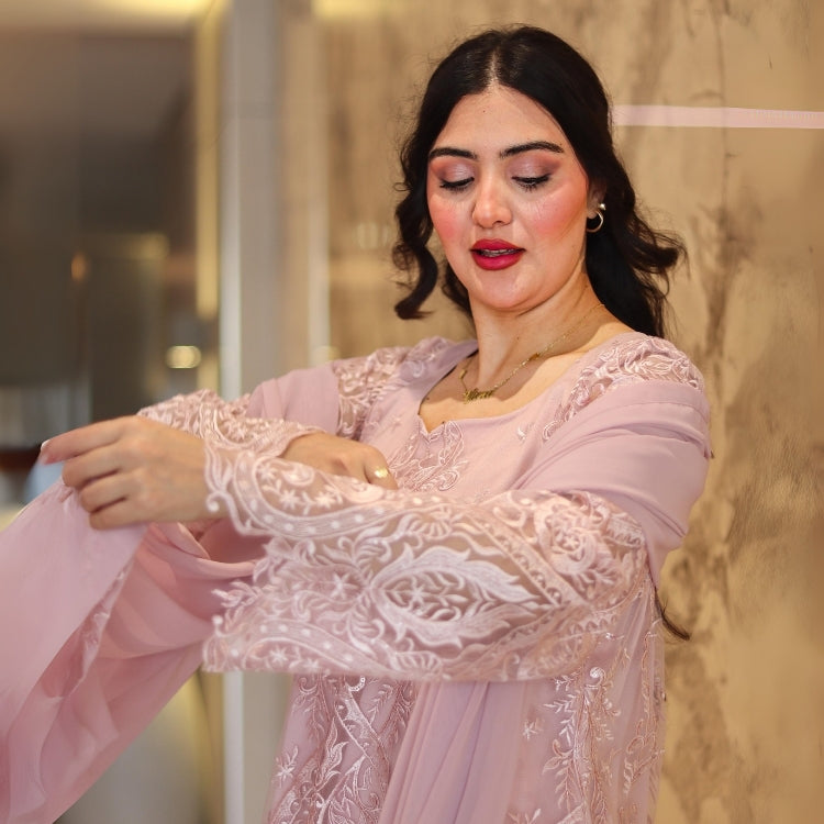 Pink Pakistani Style Dress – 3 Piece Luxury Set