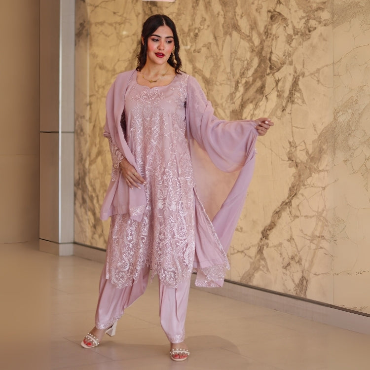Pink Pakistani Style Dress – 3 Piece Luxury Set
