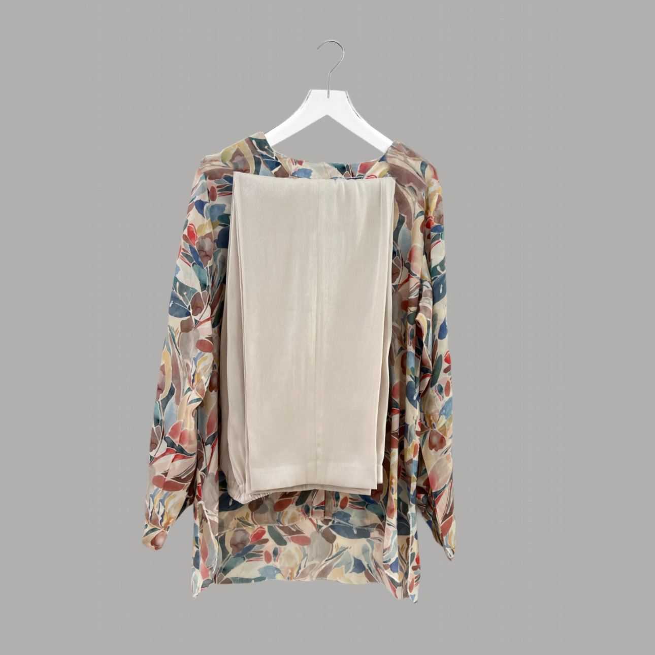 Chiffon Matelic Trouser Multicolor Crepe Shirt