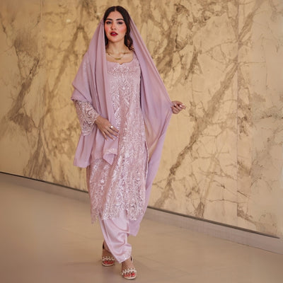 Pink Pakistani Style Dress – 3 Piece Luxury Set
