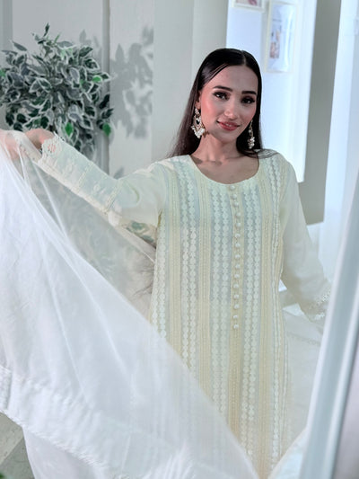 Trendy Luxury Lace design 3 piece dress