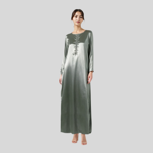 Silky Satin Metallic Mint Green Long shirt with Same color Trouser