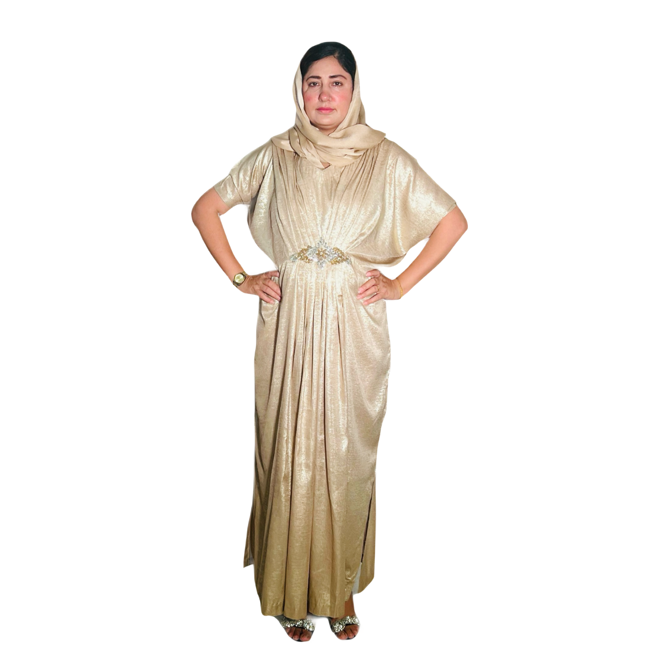 Foil Zari Kaftan Stitched 1 Pc