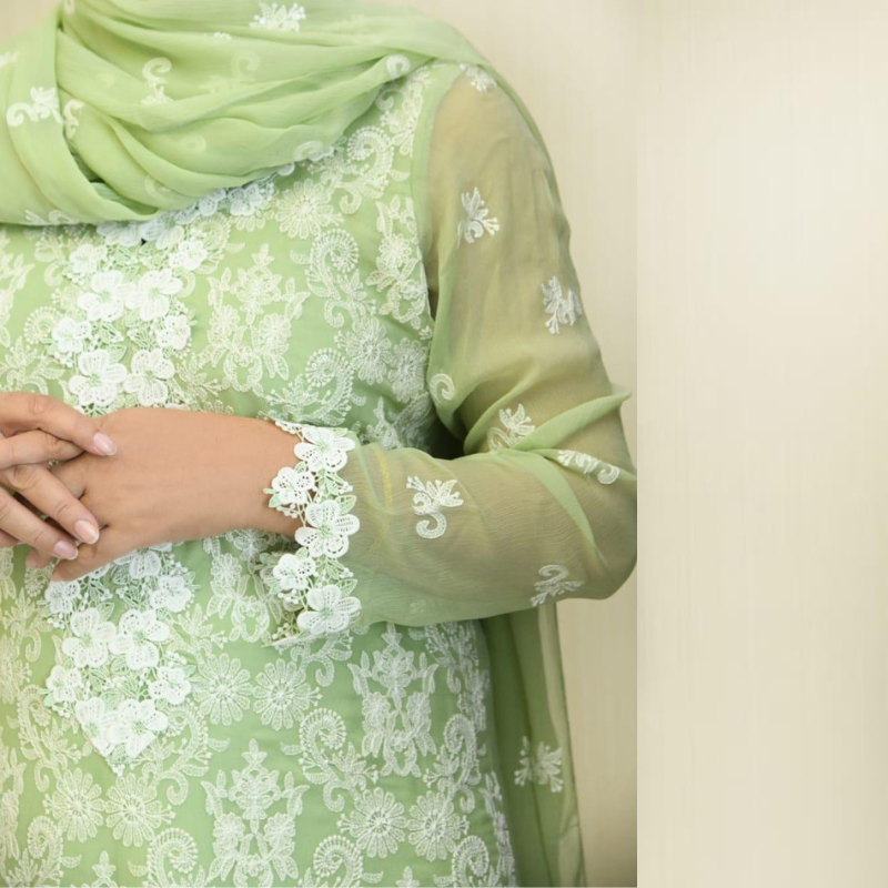 Luxury Couture Chikankari Stitched 3 Pcs Set