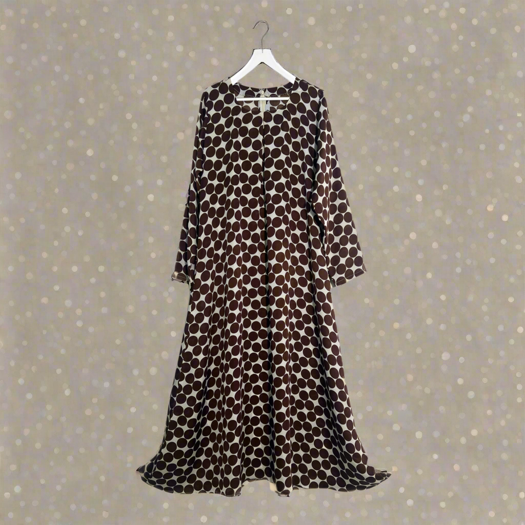 Polka Dot Chiffon Maxi Stitched 1 Pc