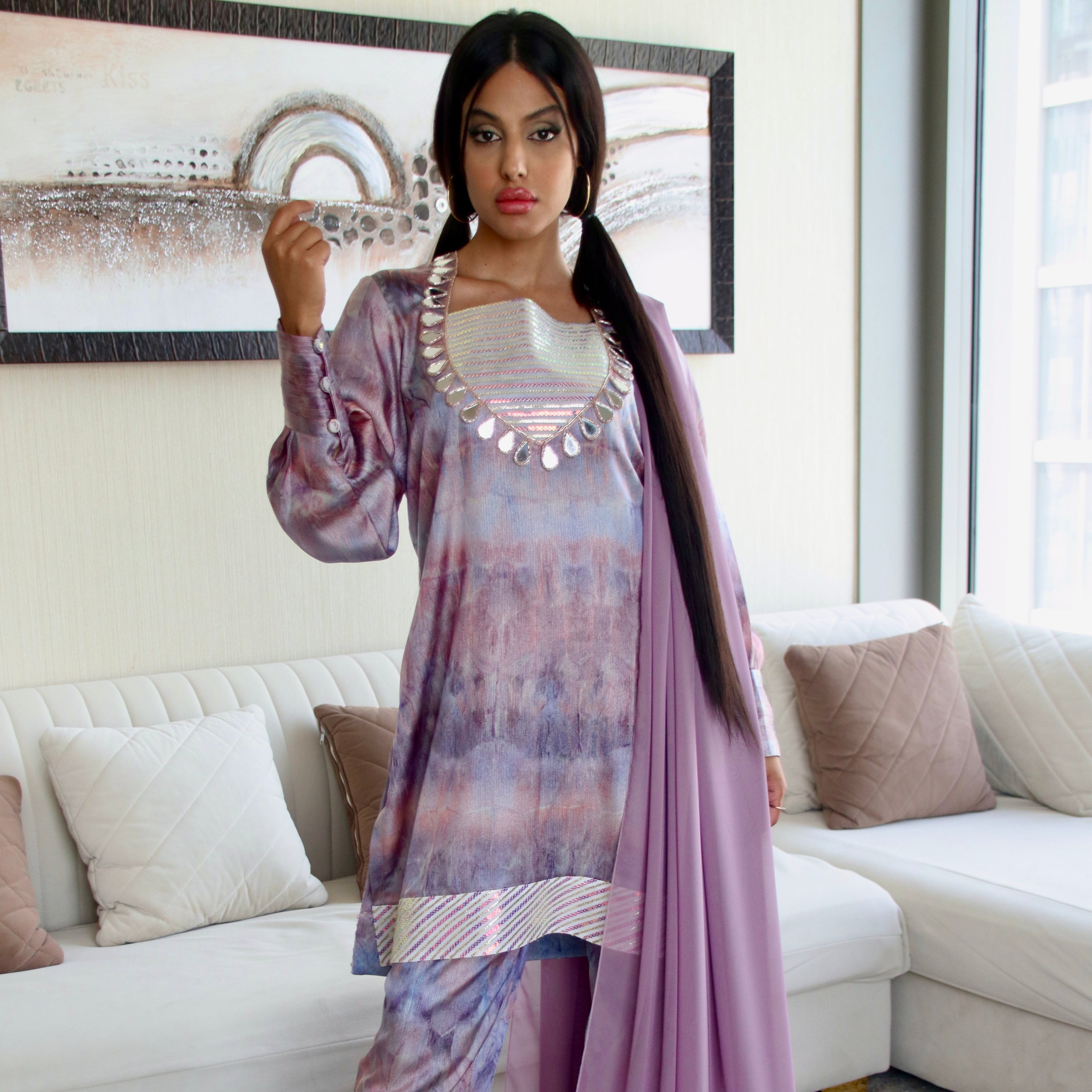 Mirror Embellished Stitched 3 Pcs