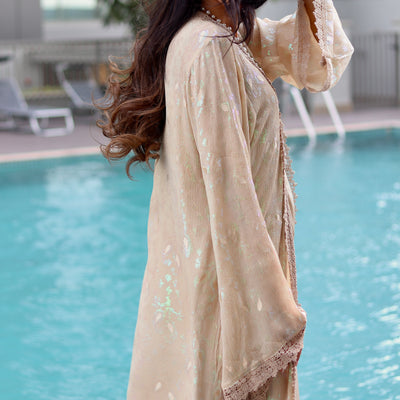 Layered Cape & Maxi Stitched 2 Pcs