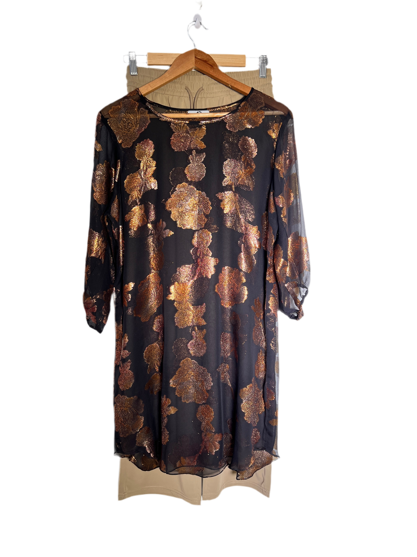 French Silk Chiffon Flower 
Design Top with Soft Brown Trouser
