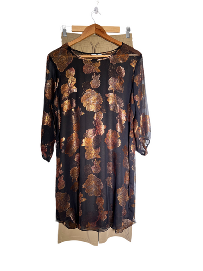 French Silk Chiffon Flower 
Design Top with Soft Brown Trouser