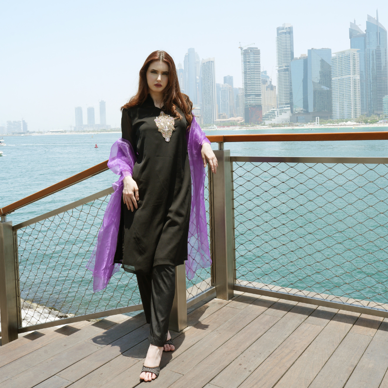 Black Top designed with handwork Motif