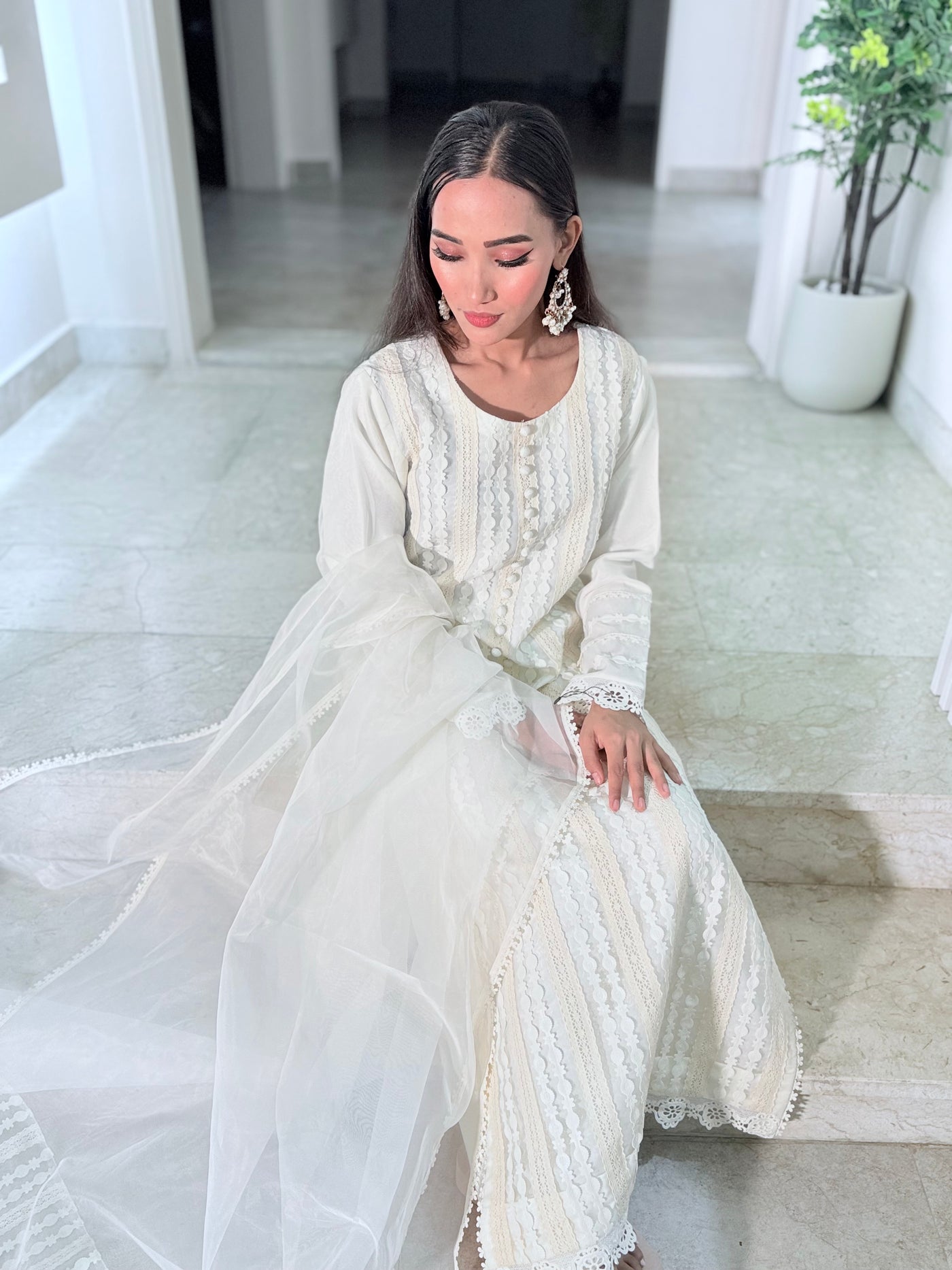 Trendy Luxury Lace design 3 piece dress