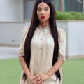 Echo Beige Satin kurta style Stitched 3 Pcs