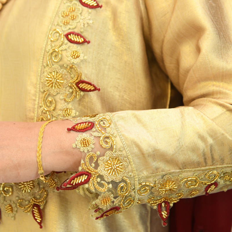 Foil Zari Embroidered Stitched 2 Pcs Set