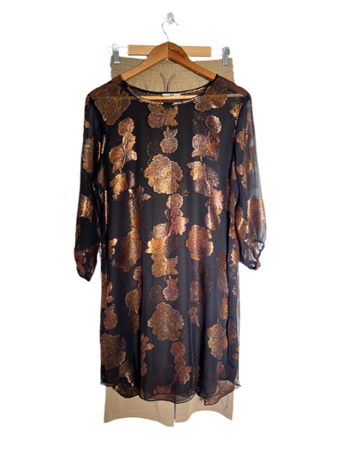 French Silk Chiffon Flower 
Design Top with Soft Brown Trouser