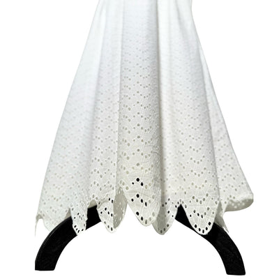White Chicken Kari Maxi Length Frock with V Neck Style