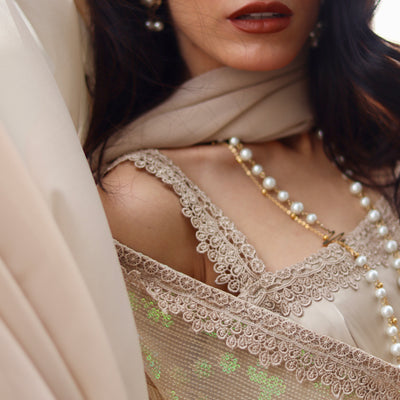 Layered Cape & Maxi Stitched 2 Pcs