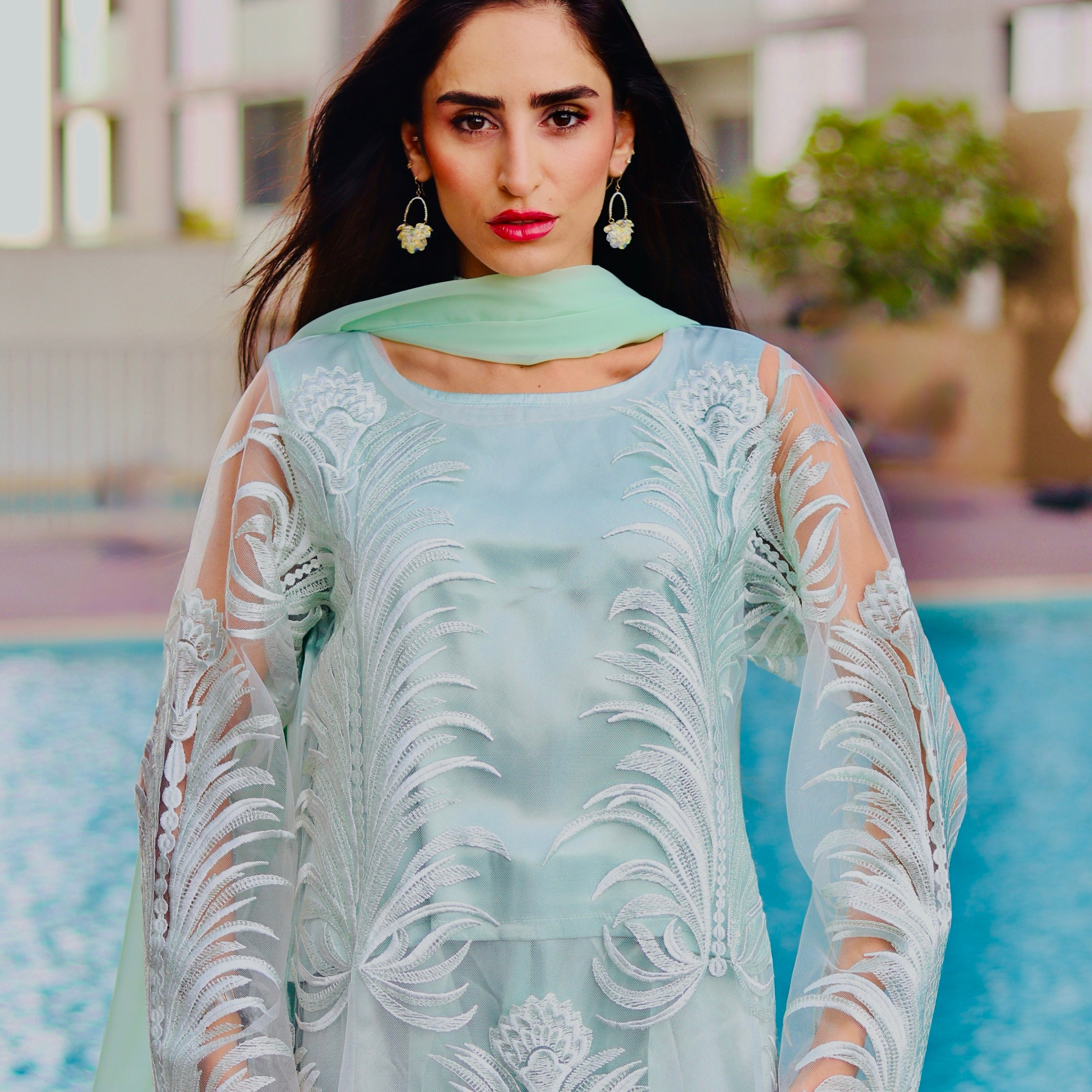 Classic Kurta Style Set Stitched 3 Pcs Set