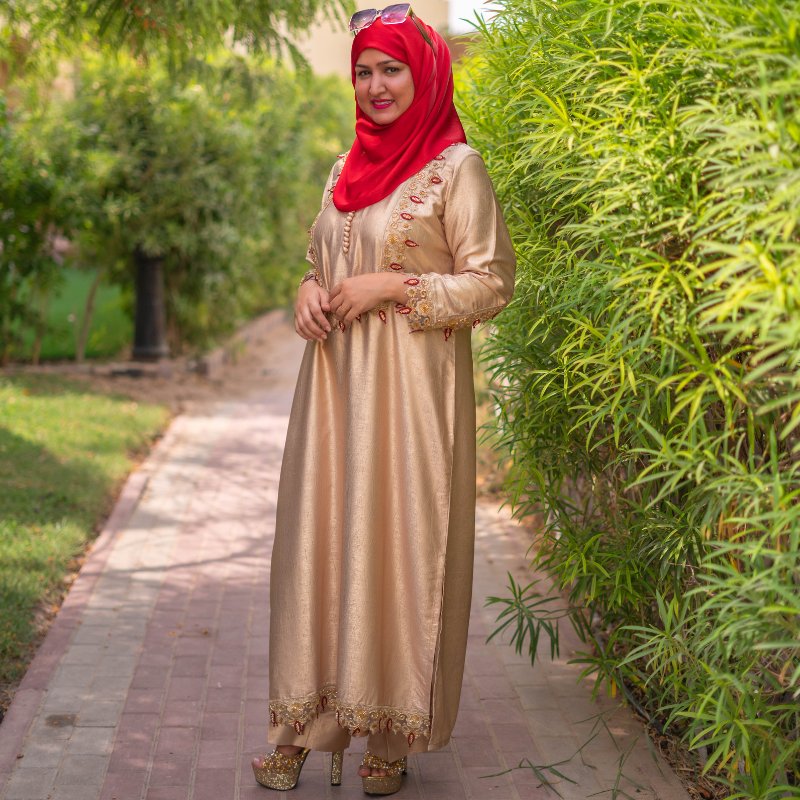 Foil Zari Embroidered Stitched 2 Pcs Set