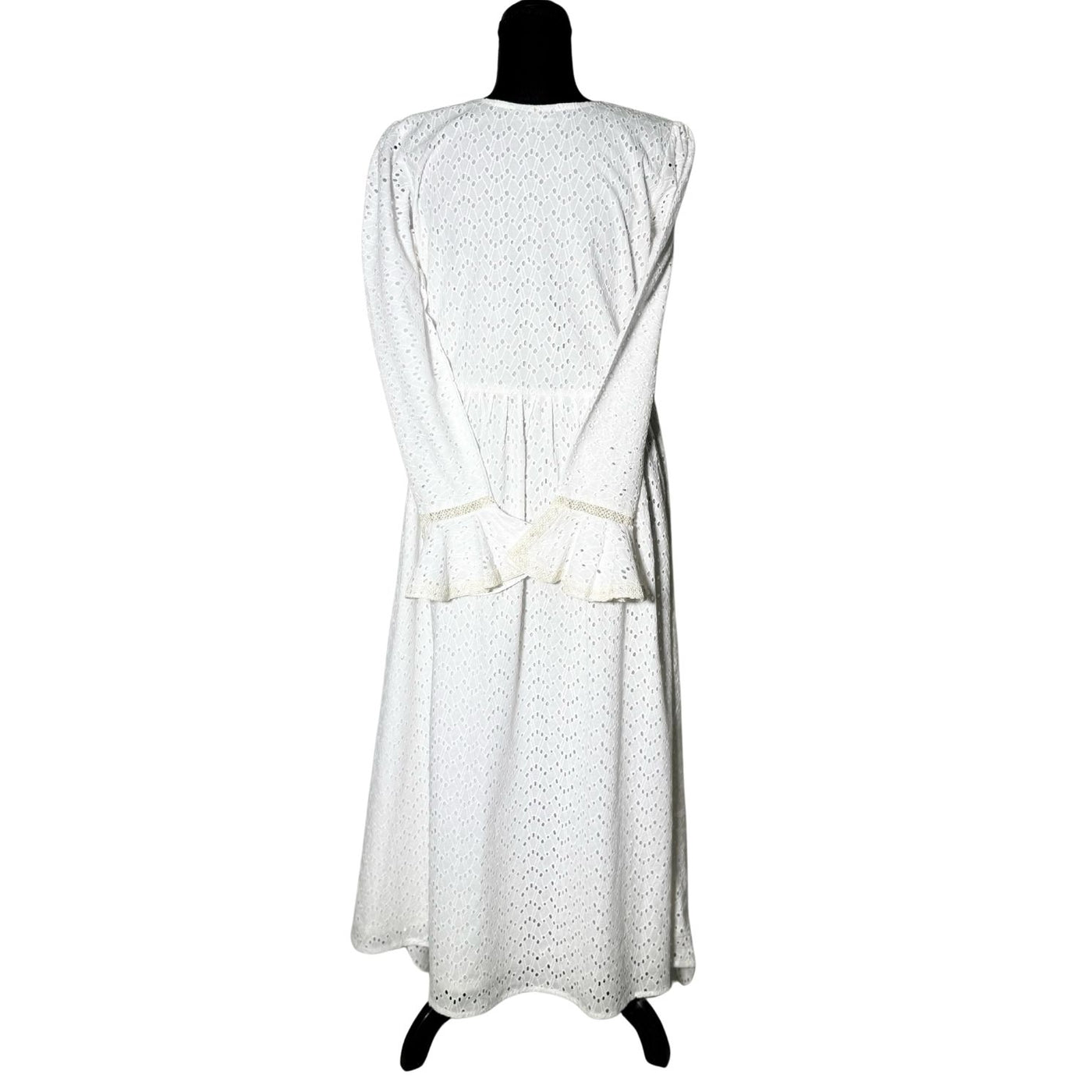 White Chicken Kari Maxi Length Frock with V Neck Style