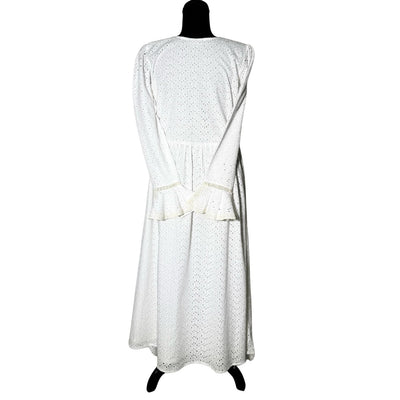 White Chicken Kari Maxi Length Frock with V Neck Style