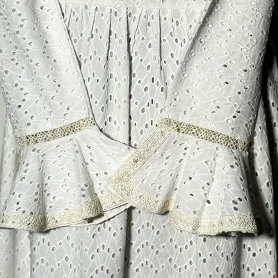 White Chicken Kari Maxi Length Frock with V Neck Style
