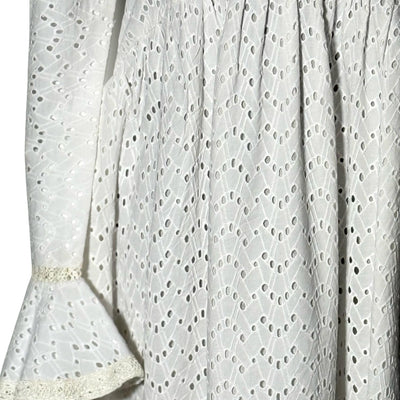 White Chicken Kari Maxi Length Frock with V Neck Style