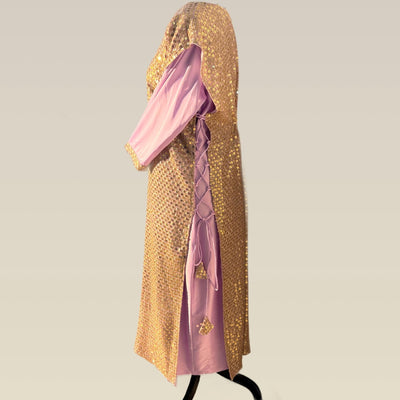 Purple dress designed with chiffon sequins fabric