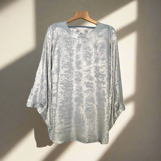 Synthetic Satin short Shirt with designed sleeves