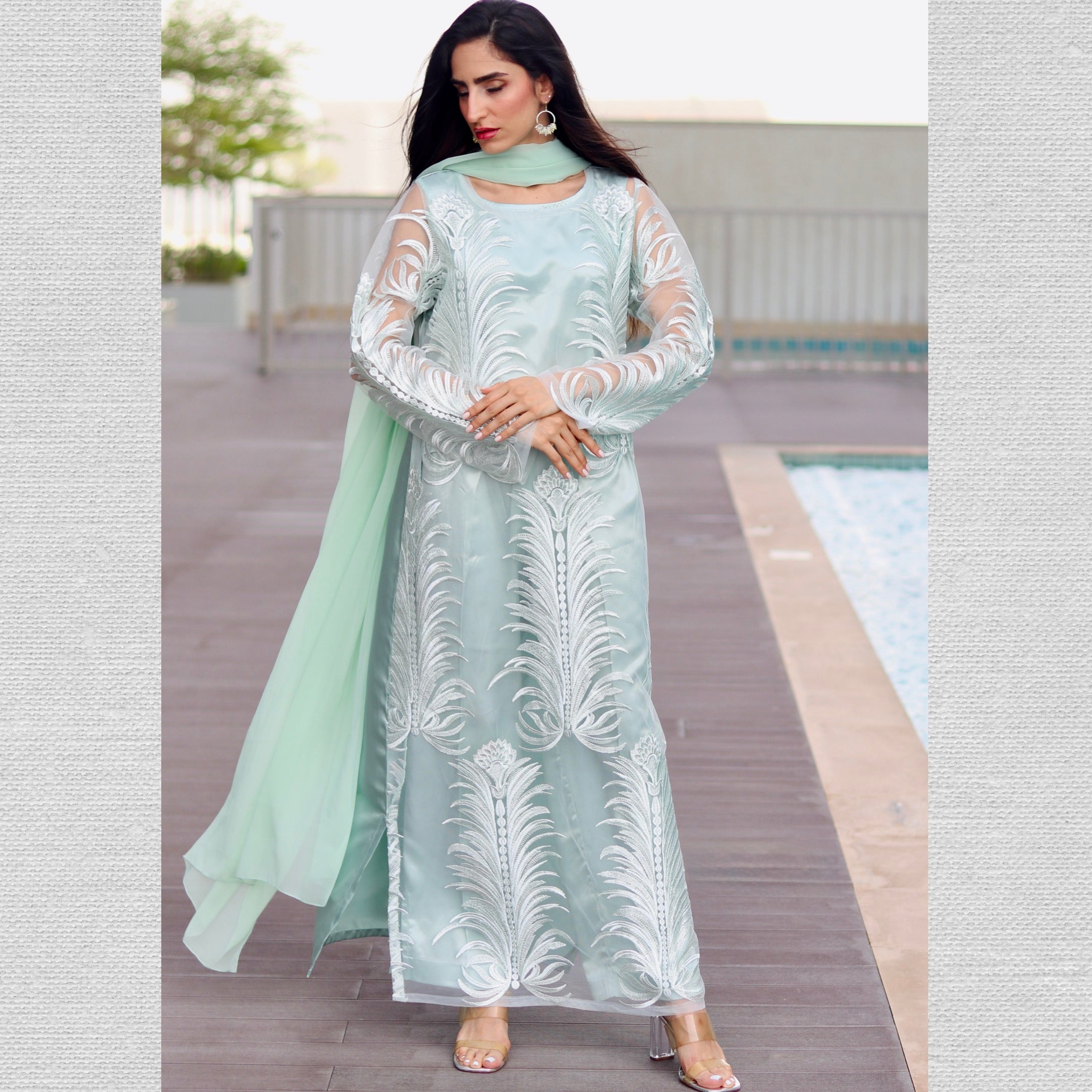 Classic Kurta Style Set Stitched 3 Pcs Set